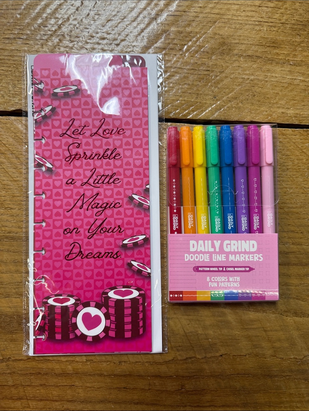 Pink Heart daily grind dividers & Rainbow Doodle Line Markers